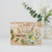 Vintage Ephemra Collage Happy Oaster Postkarte (Stehend Vorderseite)