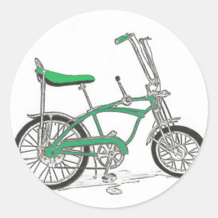 Vintage-Erbsenpflücker-Grün-Sting-Ray-Fahrrad Runder Aufkleber