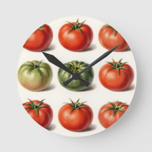 Vintage-Erbstück-Tomaten-Sorte Botanisches Gitter  Runde Wanduhr