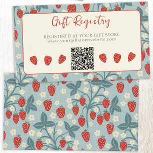 Vintage-Erdbeer-Brautjungfernparty-QR-Geschenkereg Begleitkarte