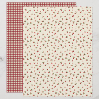 Vintage-Erdbeer-Farm-Schabblonenpapier
