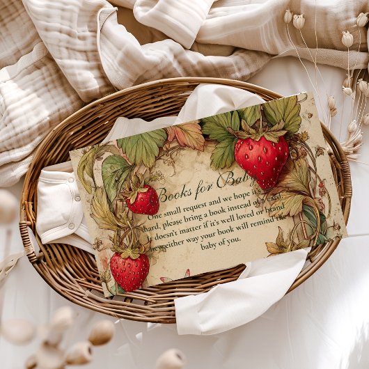 Vintage-Erdbeer-Garten-Windel-Raffle Begleitkarte