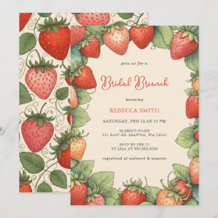 Vintage-Erdbeer-Hochzeitsbrunch-Party Einladung