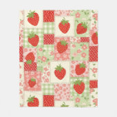 Vintage-Erdbeer-Picknick-Patchwork-Muster Fleecedecke (Vorderseite)