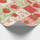 Vintage-Erdbeer-Picknick-Patchwork-Muster Geschenkpapier (Ecke)