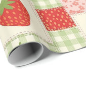 Vintage-Erdbeer-Picknick-Patchwork-Muster Geschenkpapier (Rolleneckpunkt)