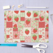 Vintage-Erdbeer-Picknick-Patchwork-Muster Seidenpapier (Handwerk)