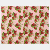 Vintage Erdbeerdecke Fleecedecke (Vorderseite (Horizontal))