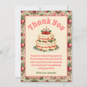 Vintage Erdbeere 1. Geburtstag Dankeschön Karte (Vorderseite)