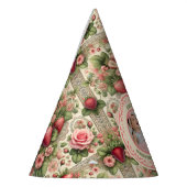 Vintage Erdbeere 1. Geburtstag Party Foto Partyhütchen (Links)