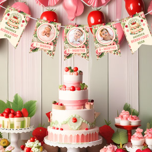 Vintage Erdbeere 1. Geburtstag Party Foto Wimpelkette