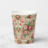 Vintage Erdbeere 1. Geburtstag Party Pappbecher (Rückseite)