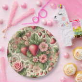 Vintage Erdbeere 1. Geburtstag Party Pappteller (Party)