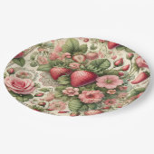 Vintage Erdbeere 1. Geburtstag Party Pappteller (Schrägansicht)