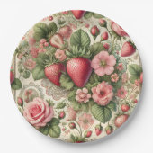 Vintage Erdbeere 1. Geburtstag Party Pappteller (Vorderseite)