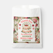 Vintage Erdbeere 1. Geburtstag Party Vielen Dank Geschenktütchen (Vorderseite)