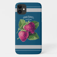 Vintage Erdbeere Berry Fügen Sie Ihren Namen Blau