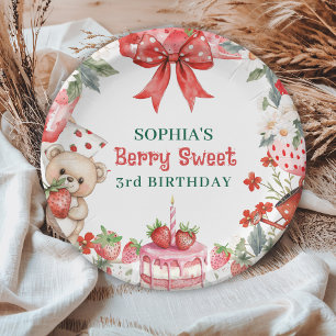 Vintage Erdbeere Berry Sweet 3. Geburtstag Pappteller