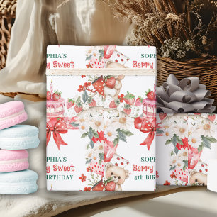 Vintage Erdbeere Berry Sweet 4. Geburtstag Geschenkpapier
