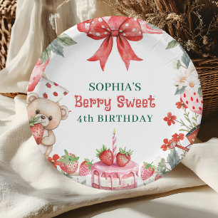 Vintage Erdbeere Berry Sweet 4. Geburtstag  Pappteller