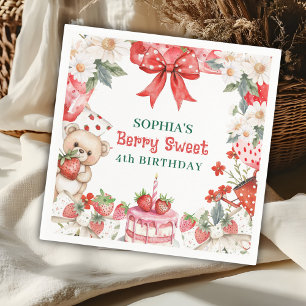 Vintage Erdbeere Berry Sweet 4. Geburtstag  Serviette