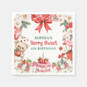 Vintage Erdbeere Berry Sweet 4. Geburtstag  Serviette (Vorderseite)