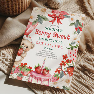 Vintage Erdbeere Berry Sweet 5. Geburtstag Einladung