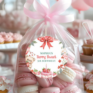 Vintage Erdbeere Berry Sweet 5. Geburtstag Runder Aufkleber