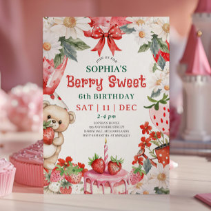 Vintage Erdbeere Berry Sweet 6. Geburtstag Einladung