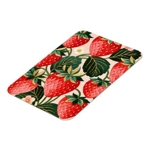 Vintage Erdbeere Botanical Sommer Folk Magnet