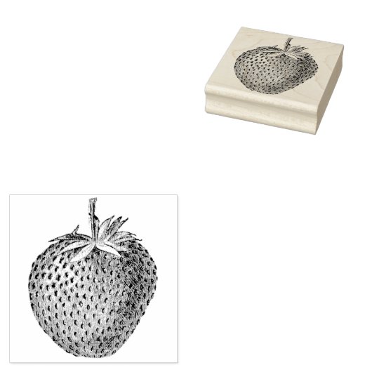 Vintage Erdbeere Botanisch Gummistempel (Stempel)