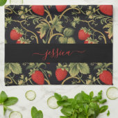 Vintage Erdbeere  Geschirrtuch (Gefaltet)