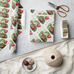 Vintage-Erdbeere-Illustrationsmuster Geschenkpapier