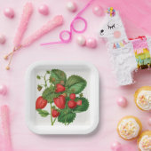 Vintage Erdbeere mit Foliage Pappteller (Party)