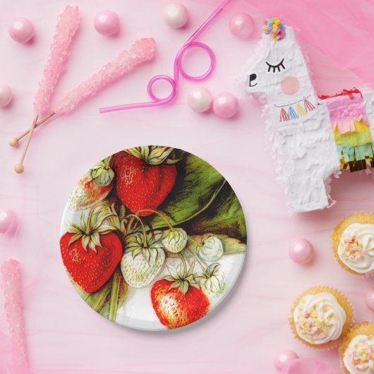 Vintage Erdbeere Pappteller (Party)