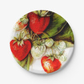 Vintage Erdbeere Pappteller (Vorderseite)