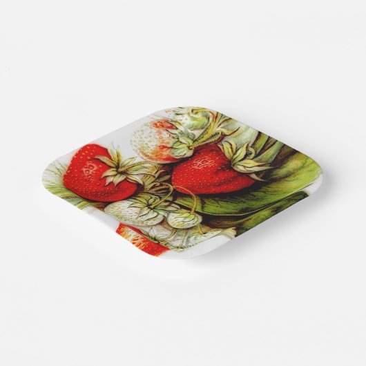 Vintage Erdbeere Pappteller (Gewinkelt)