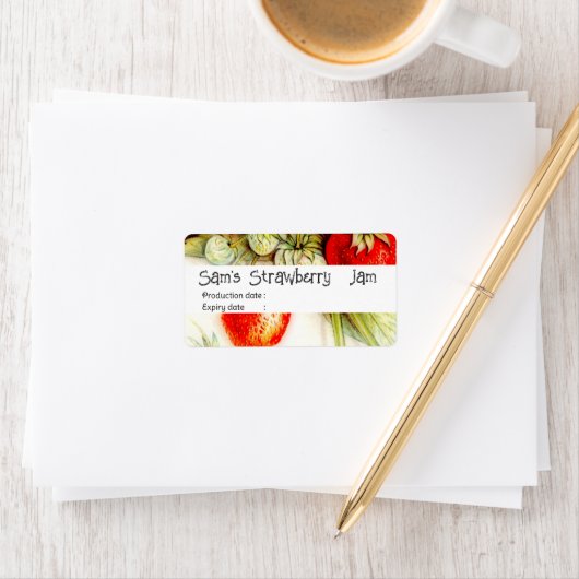Vintage Erdbeere - personalisiertes Konfitüre Nr. Adressaufkleber (Insitu)