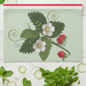 Vintage Erdbeere-Pflanze auf Sage Green Geschirrtuch (Gefaltet)