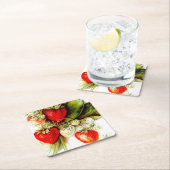 Vintage Erdbeere Rechteckiger Pappuntersetzer (Vor Ort)