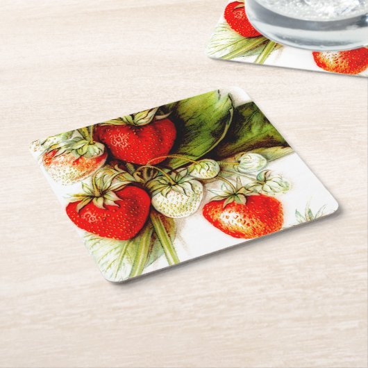 Vintage Erdbeere Rechteckiger Pappuntersetzer (angewinkelt)