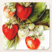 Vintage Erdbeere Rechteckiger Pappuntersetzer (Vorderseite)
