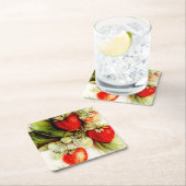 Vintage Erdbeere Rechteckiger Pappuntersetzer (Vor Ort)