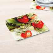 Vintage Erdbeere Rechteckiger Pappuntersetzer (angewinkelt)