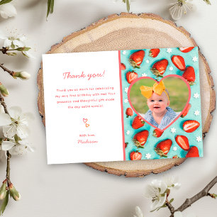 Vintage Erdbeere Retro 1. Berry Erster Geburtstag Dankeskarte