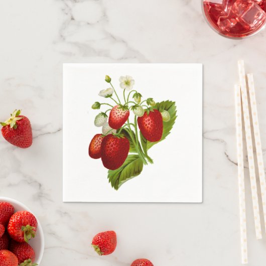 Vintage Erdbeere. Serviette (Beispiel)