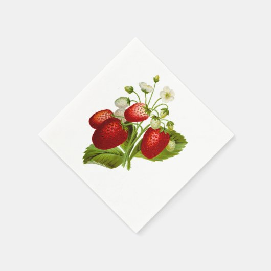 Vintage Erdbeere. Serviette (Ecke)