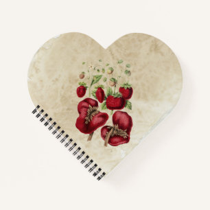 Vintage Erdbeeren auf einem alten Papier Notizblock