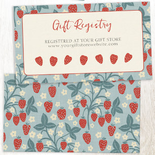 Vintage-Erdbeeren-Baby-Party-Geschenk-Registry Begleitkarte