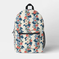 Vintage Erdbeeren & Blaue Blätter Blumenmuster